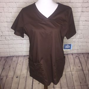 NWT Cherokee Workwear Brown Scrub top, size M
